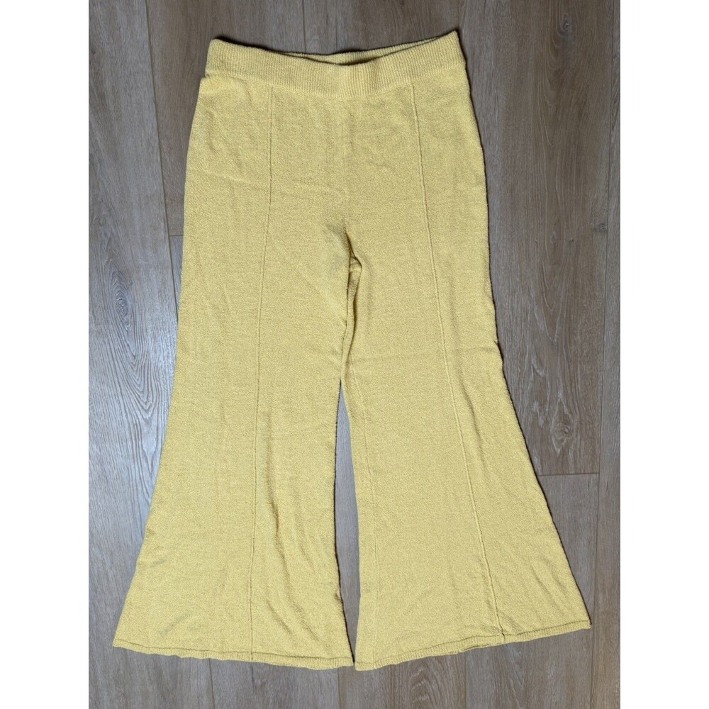 Free People Knit Flare Pants Medium - Pastel Yellow / Marigold High Rise